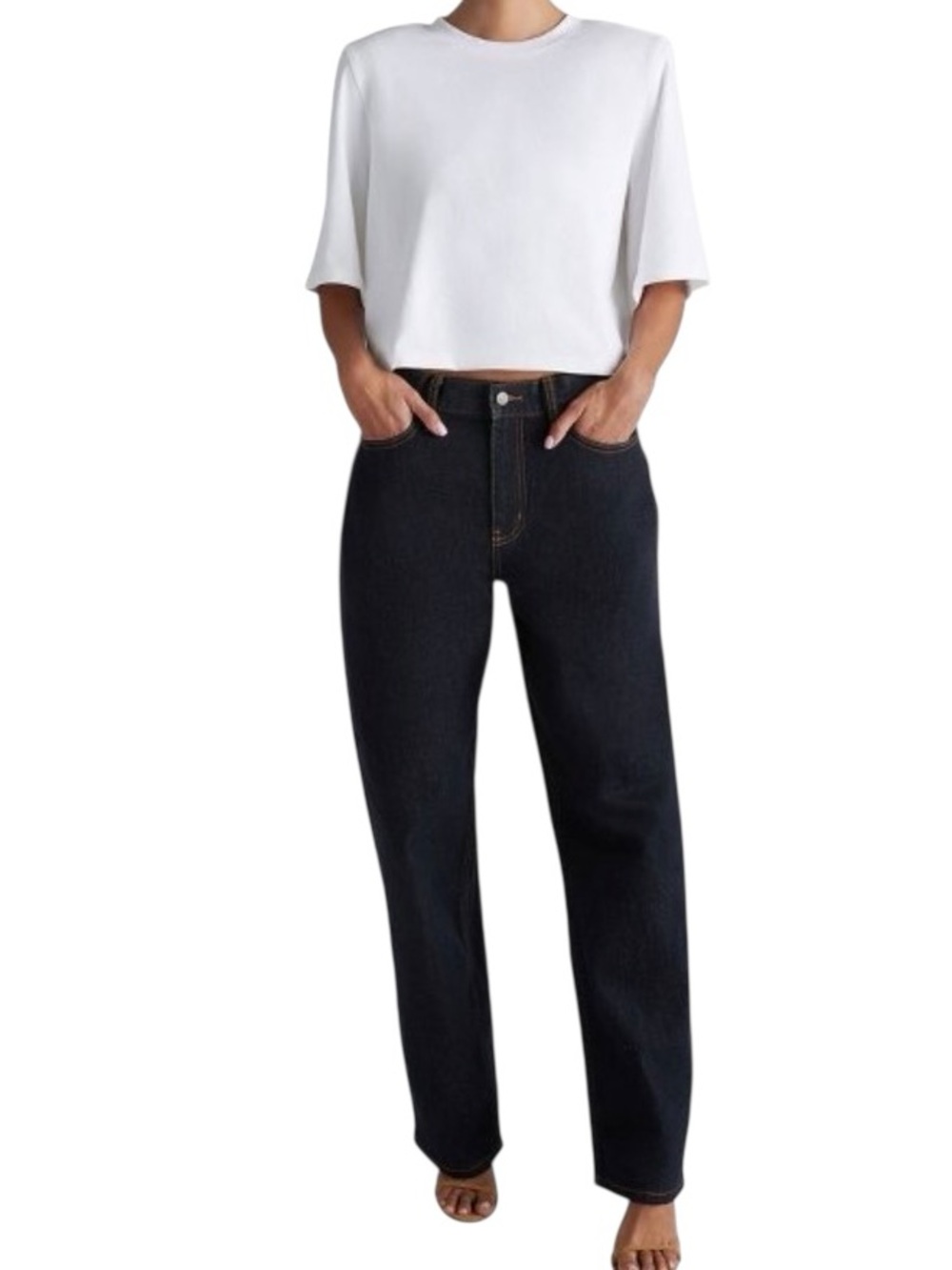 KBB By Kahlana Sz 10 Mid-Rise Dark Wash Barrel Leg Jeans NWT